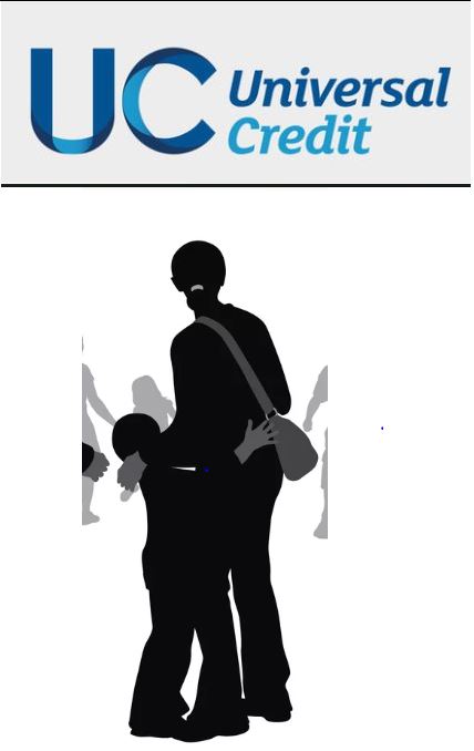 Artwork of mother and child under Universal Credit logo